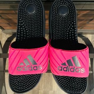 Adidas Pink and Blue Slides Size 10